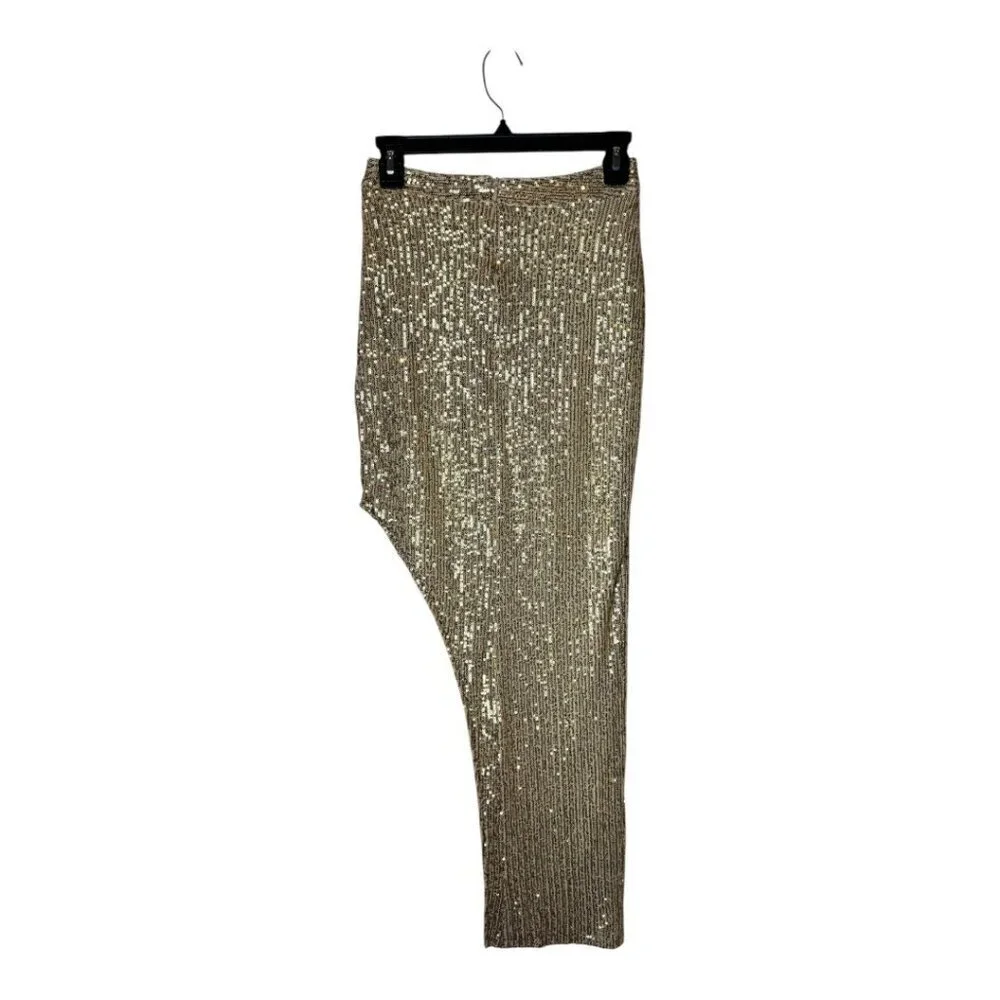 Club L London Skirt Women 4 Light Gold‎ Sequins Doing it For the Glam Maxi NWT